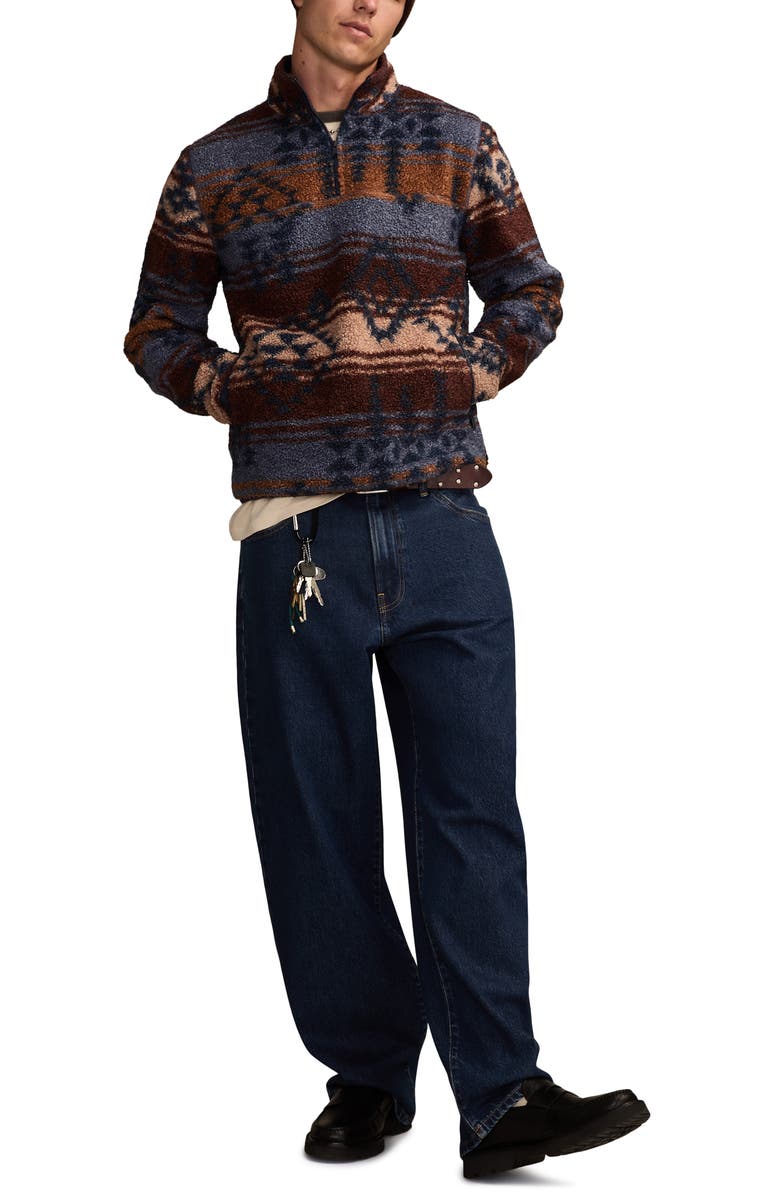 Lucky Brand Faux Shearling Quarter Zip Jacket, Alternate, color, Multi