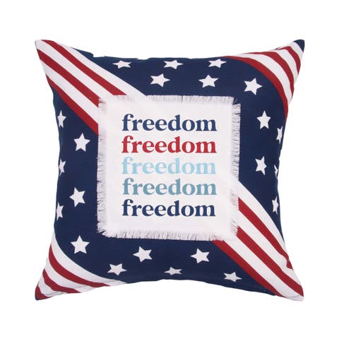 Freedom Star Typography Patriotic 4th of July Throw Pillow, 16" x 16"