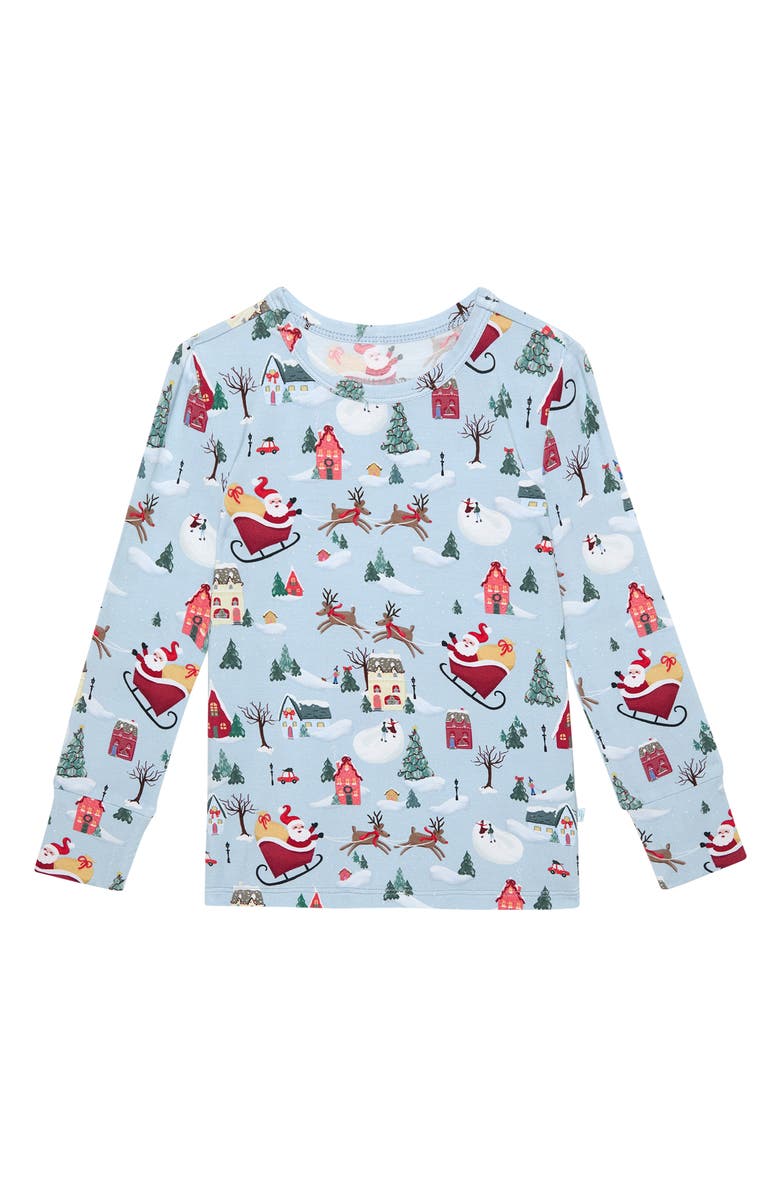 Posh Peanut Print Fitted Two-Piece Pajamas, Alternate, color, Blue