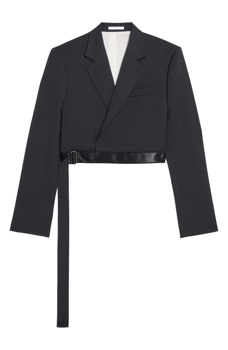 Helmut Lang Wool Wrap Crop Blazer, Alternate, color,