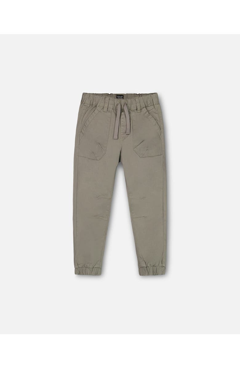 Deux par Deux Boy's Stretch Twill Jogger Pants Castor Gray, Main, color, 