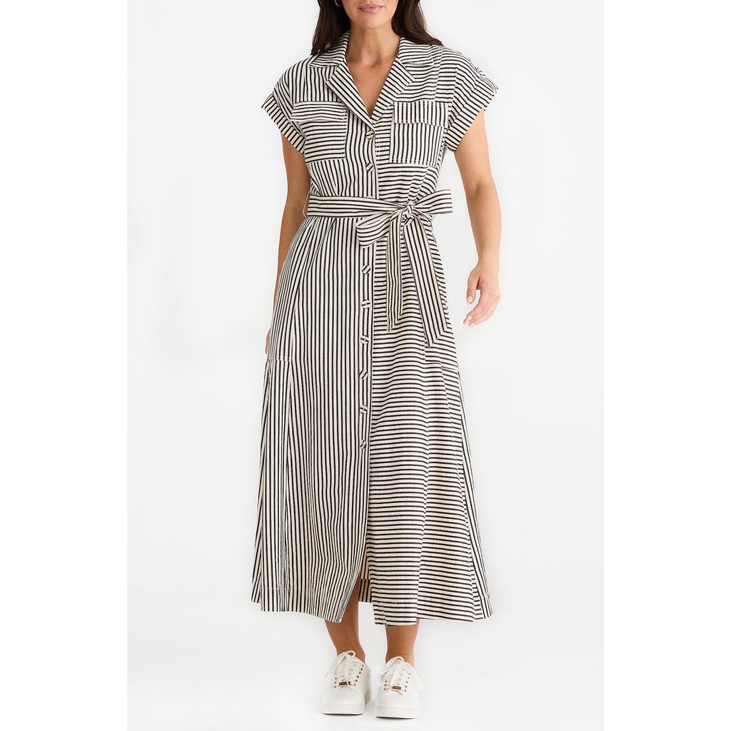 BRAVE + TRUE BRAVE+TRUE PORTIA DIRECTIONAL STRIPE MAXI SHIRTDRESS