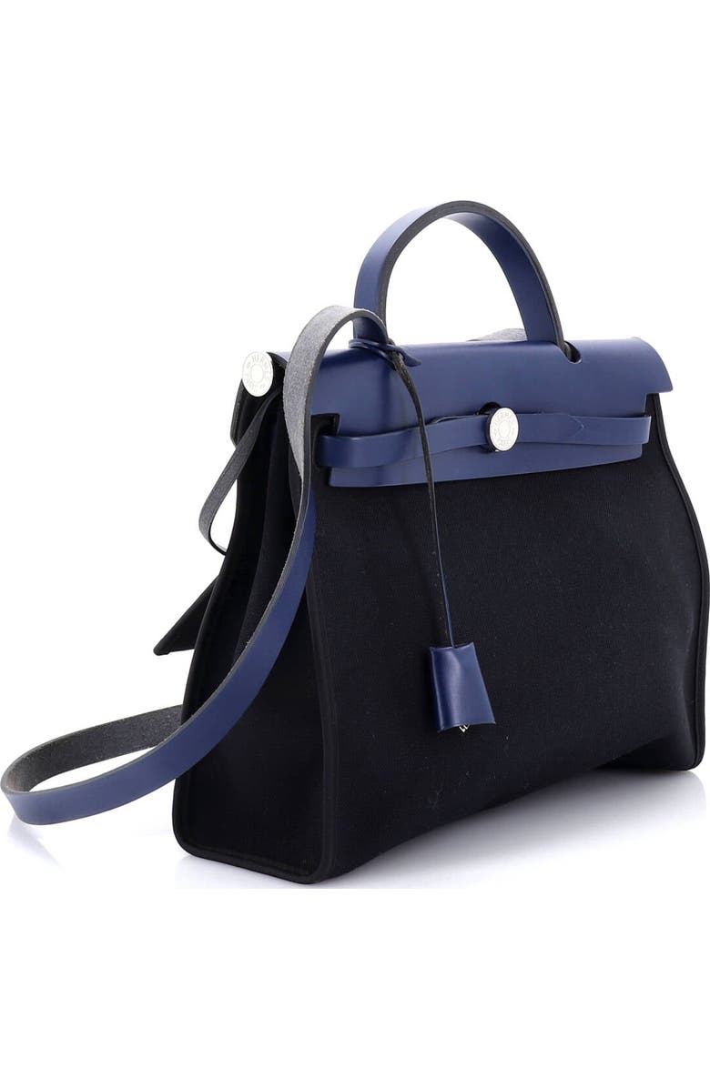 Pre-Owned Hermes Herbag Zip Leather and Toile 31, Alternate, color, Bleu Saphir