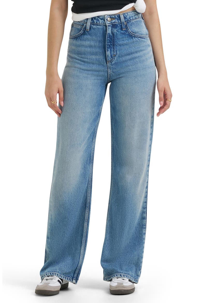 Retro High Waist A-Line Jeans, Main, color, COTTAGE WASH