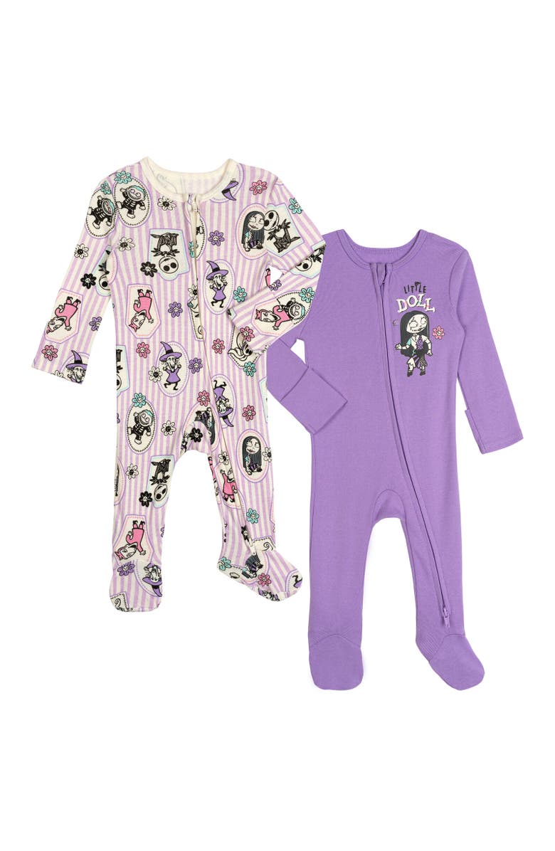 Disney Nightmare Before Christmas Baby Girls' 2-Pack Footed Sleep N' Play Coveralls, Main, color, Nightmare Purple