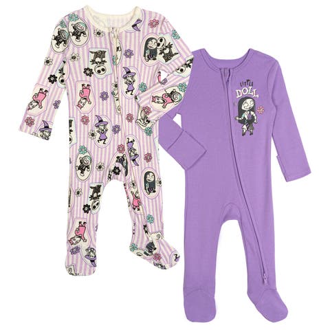 Nightmare Before Christmas Baby Girls' 2-Pack Footed Sleep N' Play Coveralls (Baby)