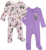 Disney Nightmare Before Christmas Baby Girls' 2-Pack Footed Sleep N' Play Coveralls