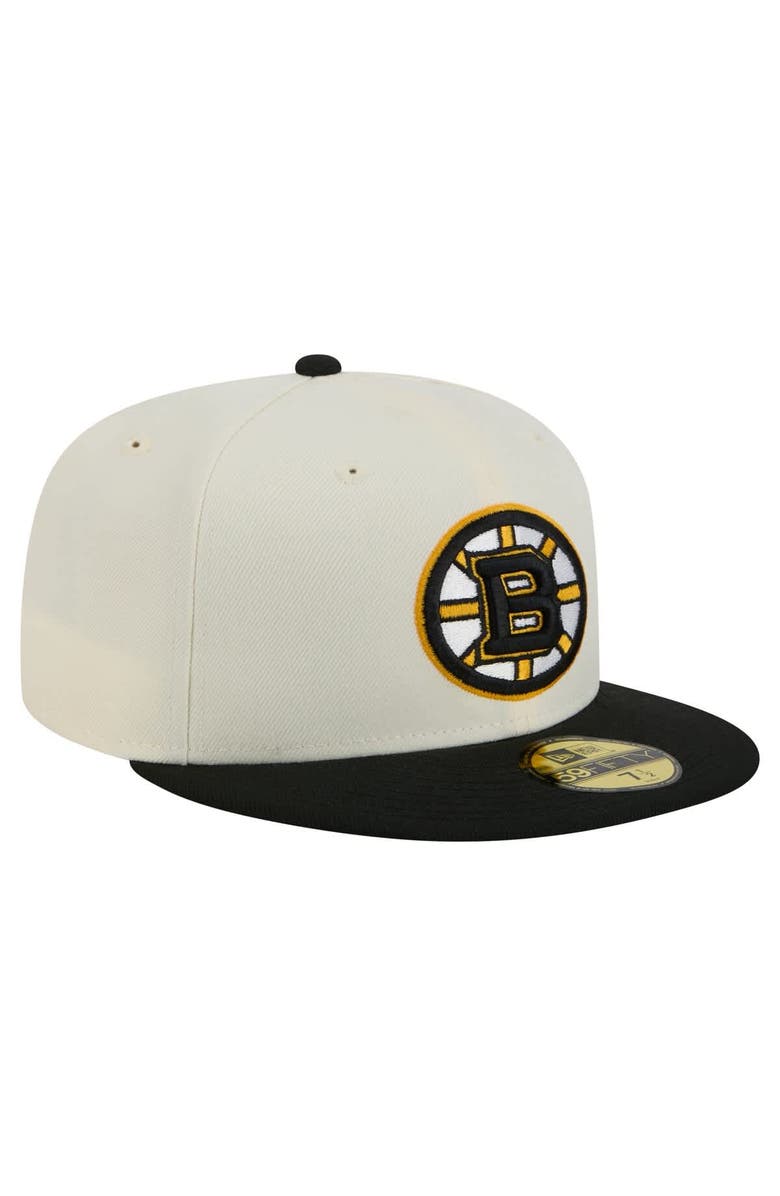 New Era Men's New Era White Boston Bruins Chrome Two-Toned 59FIFTY Fitted Hat, Alternate, color, Cream