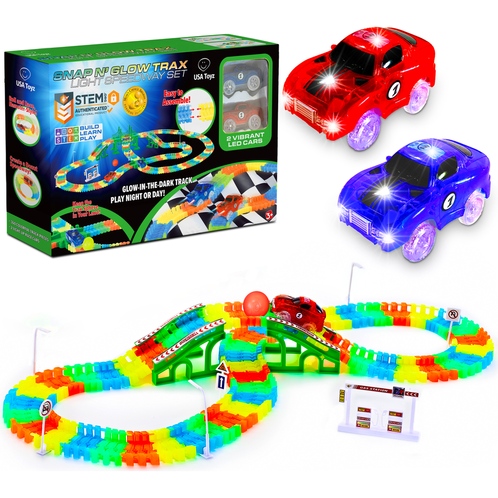 USA Toyz Glow Trax Glow in The Dark Race Tracks for Kids - 360pc in Multi Color  product