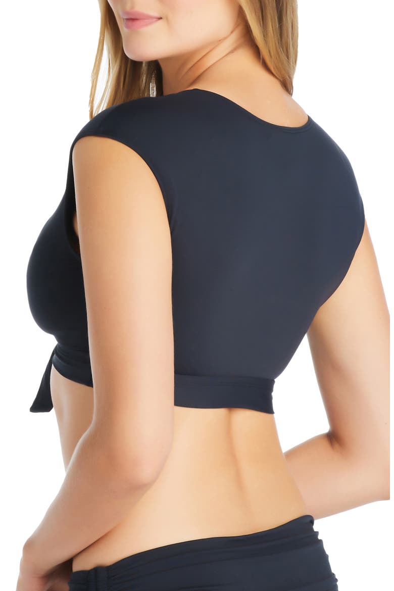 Kore Tie Front Bikini Top, Alternate, color, BLACK