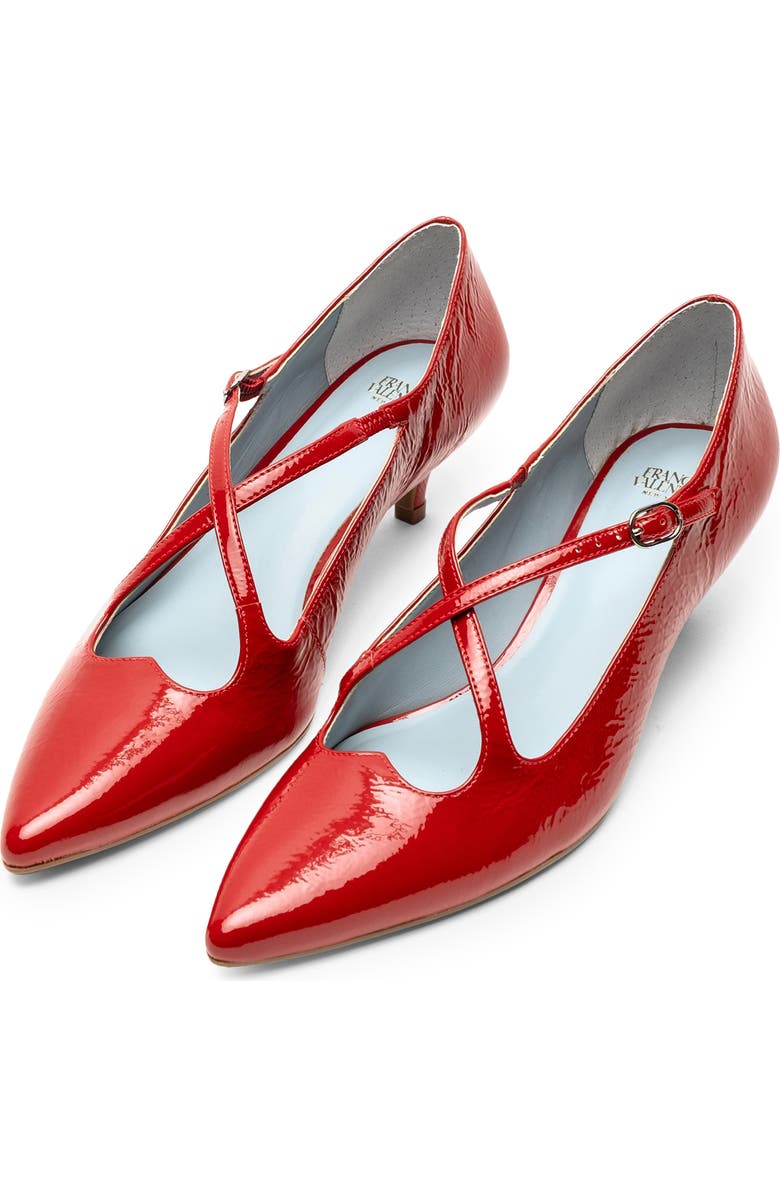 Frances Valentine Lily Pointed Toe Kitten Heel Pump, Alternate, color, Red