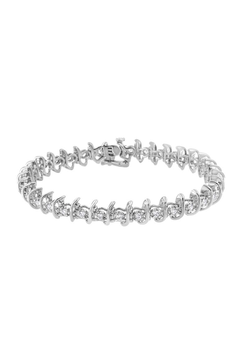 .925 Sterling Silver 1 cttw Prong-Set Diamond Link Bracelet (I-J, I1-I2) - 7.25", Main, color, White
