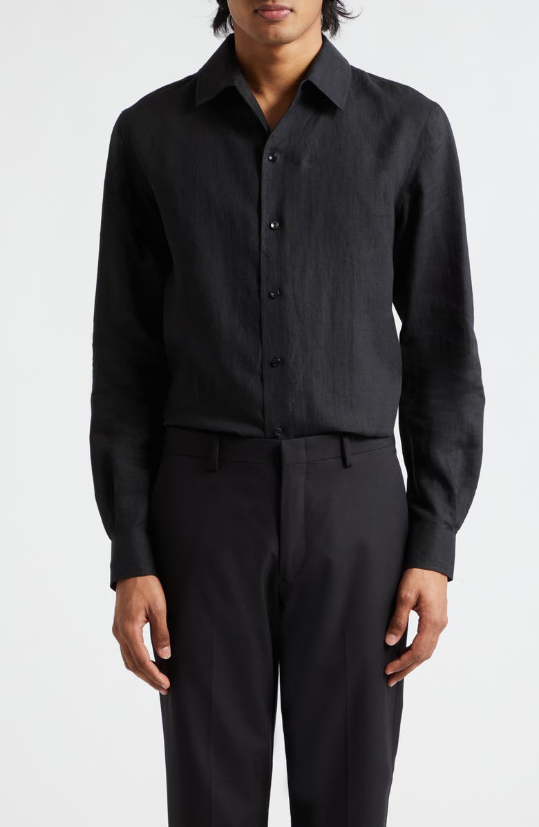 Agnona Linen Button-Up Shirt, Main, color, 