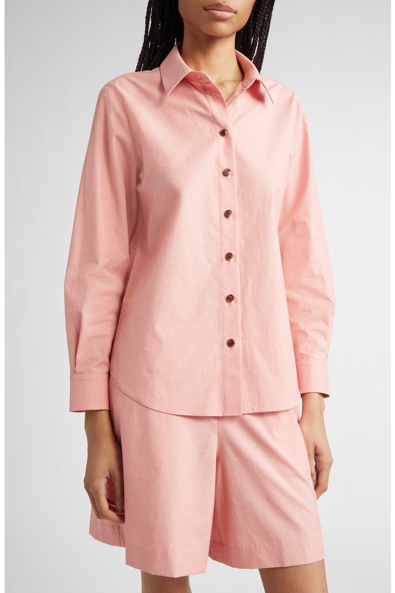Slub Cotton Button-Up Shirt, Alternate, color, PASTEL PINK MELANGE