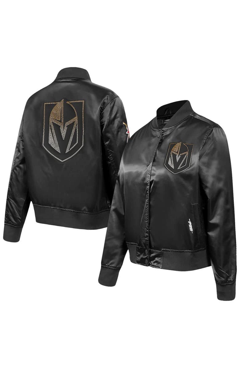 PRO STANDARD Women's Pro Standard  Black Vegas Golden Knights Rhinestone Jewels Satin Full-Snap Jacket, Main, color, Black