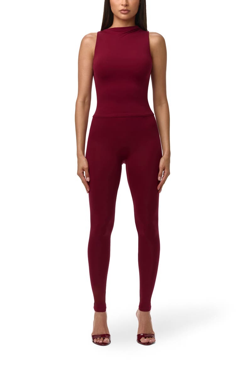 High Waist Leggings, Alternate, color, SANGRIA