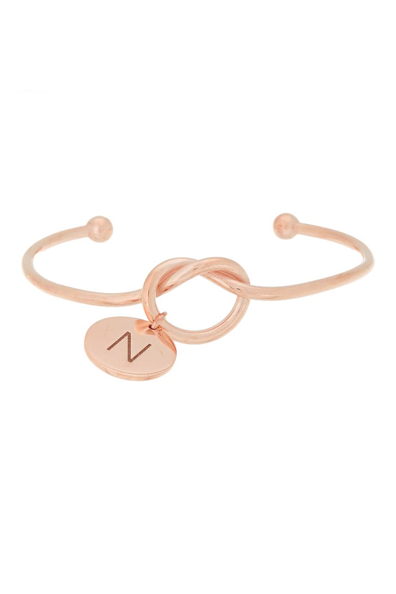 Love Knot Initial Bracelet, Main, color, ROSE-N