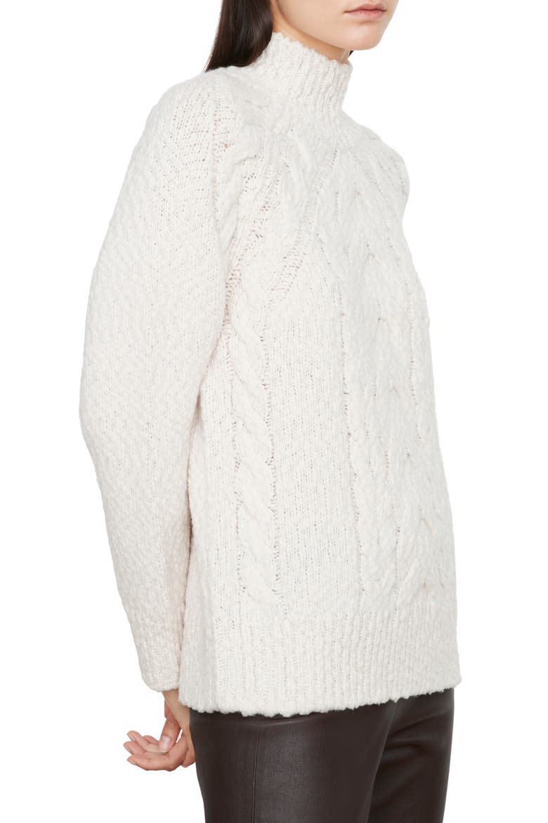 Rising Cable Turtleneck Sweater, Alternate, color, CREAM