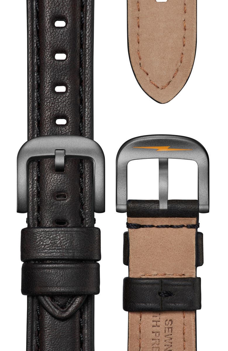 Shinola Runwell Leather Strap Watch, 41mm, Alternate, color, Brown Oak Leaf Camo