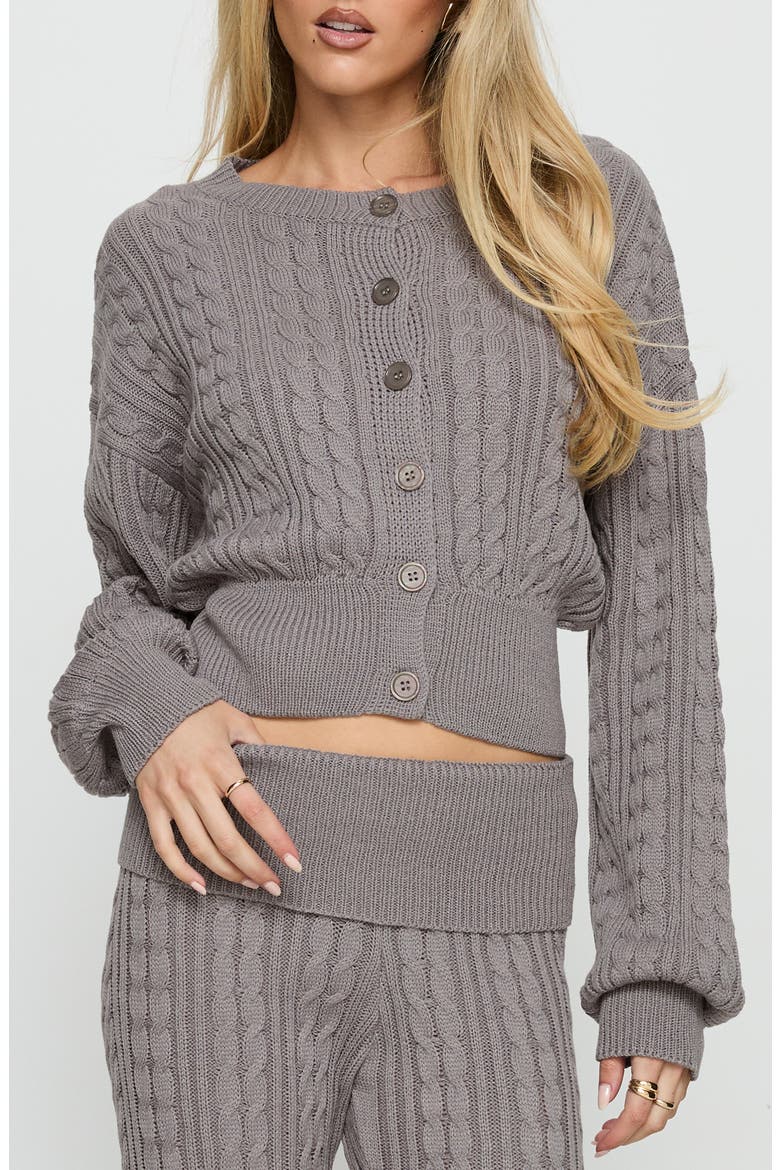 Baleigh Cable Stitch Cardigan, Main, color, GREY
