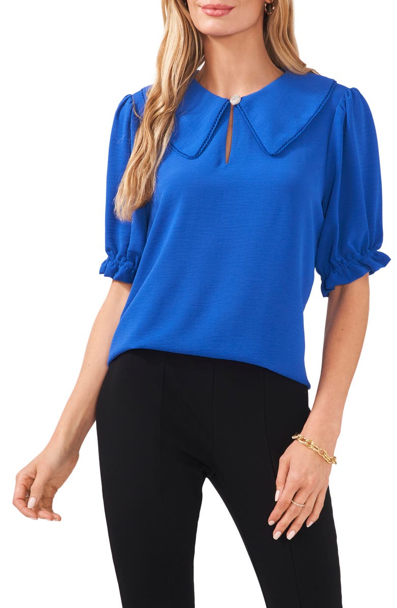 Chaus Oversize Collar Puff Sleeve Blouse, Main, color, 