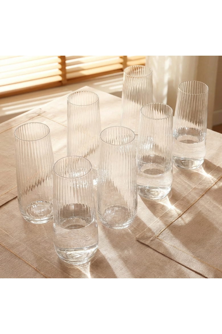 Poznan Optical Glass Tumbler 18 oz Transparent Set of 8, Alternate, color, Clear