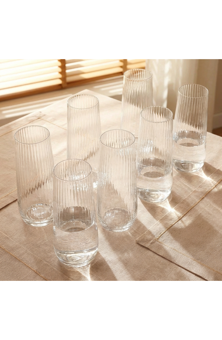 Zsa Zsa Zsu Poznan Optical Glass Soft Glass 18 Oz. Transparent Set Of 8, Alternate, color, Clear