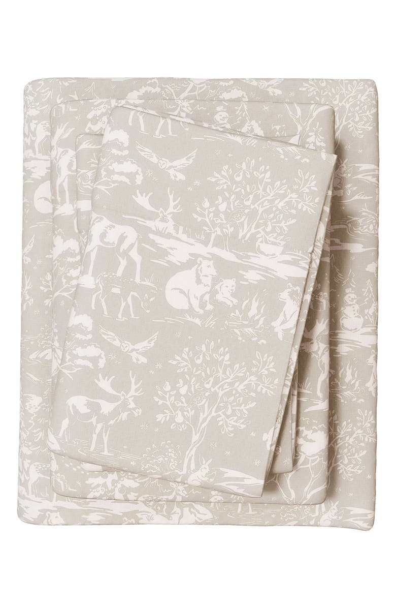 Woven & Weft Turkish Cotton Flannel Holiday Sheet Set, Alternate, color, Storybook Creatures