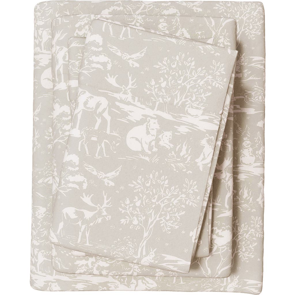 Woven & Weft Cheerful Christmas 4-piece Flannel Bed Sheet Set In Neutral
