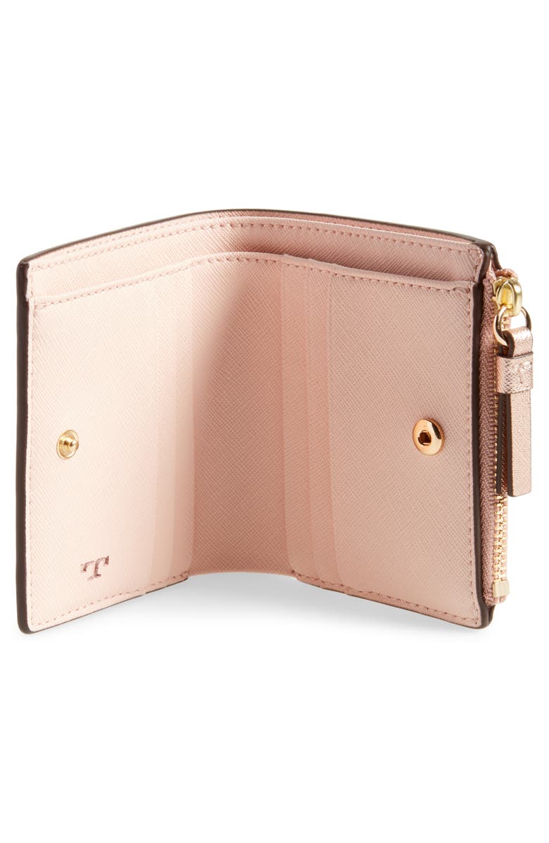Tory Burch Robinson Metallic Leather Bifold Wallet, Alternate, color, 