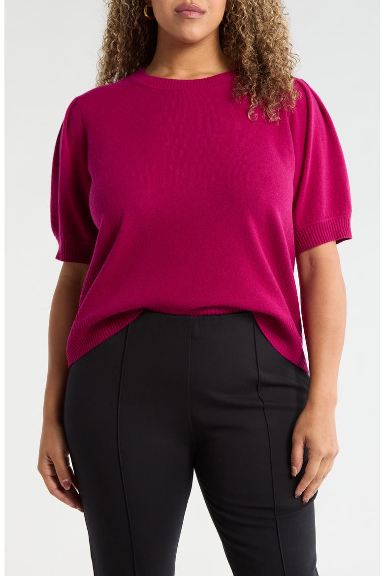 Puff Sleeve Wool & Cashmere Sweater, Main, color, PINK PLUMIER