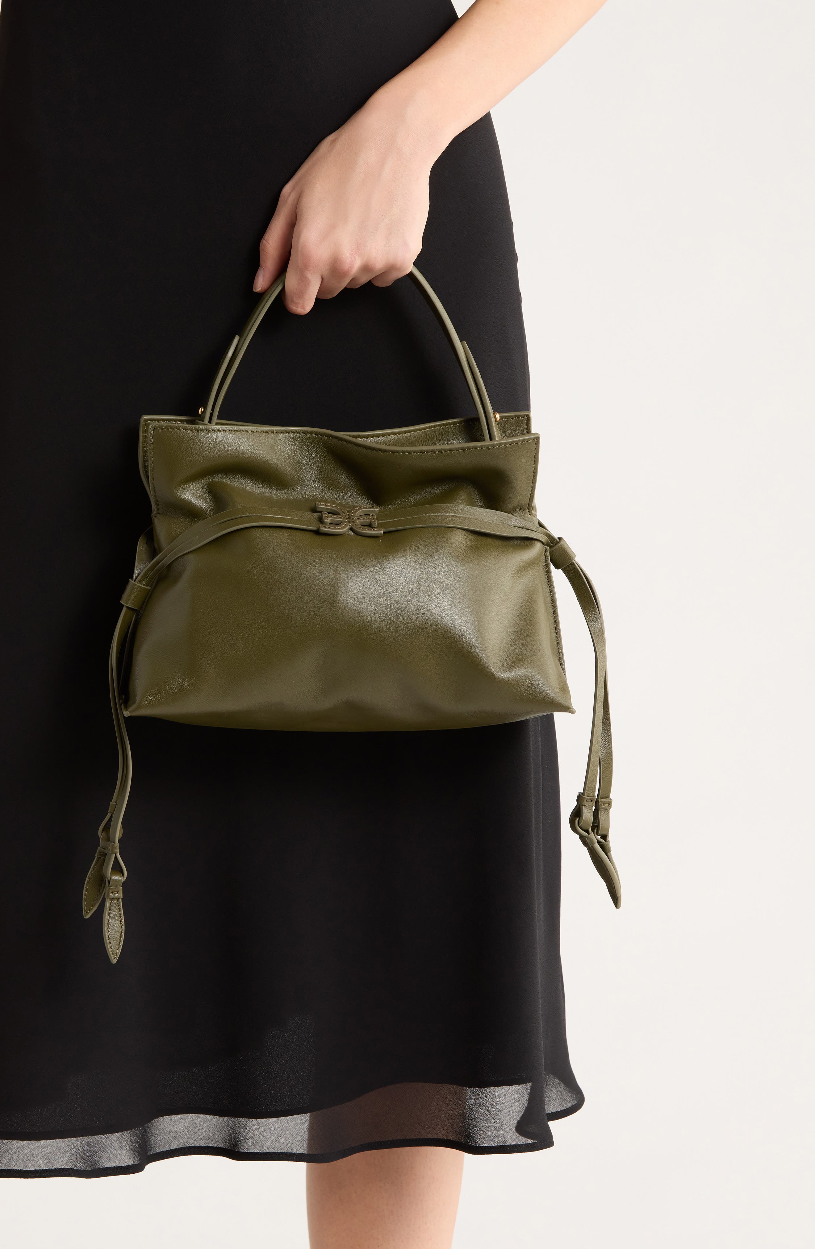 Small Poppy Drawstring Leather Crossbody Bag, Alternate, color, DARK GREEN