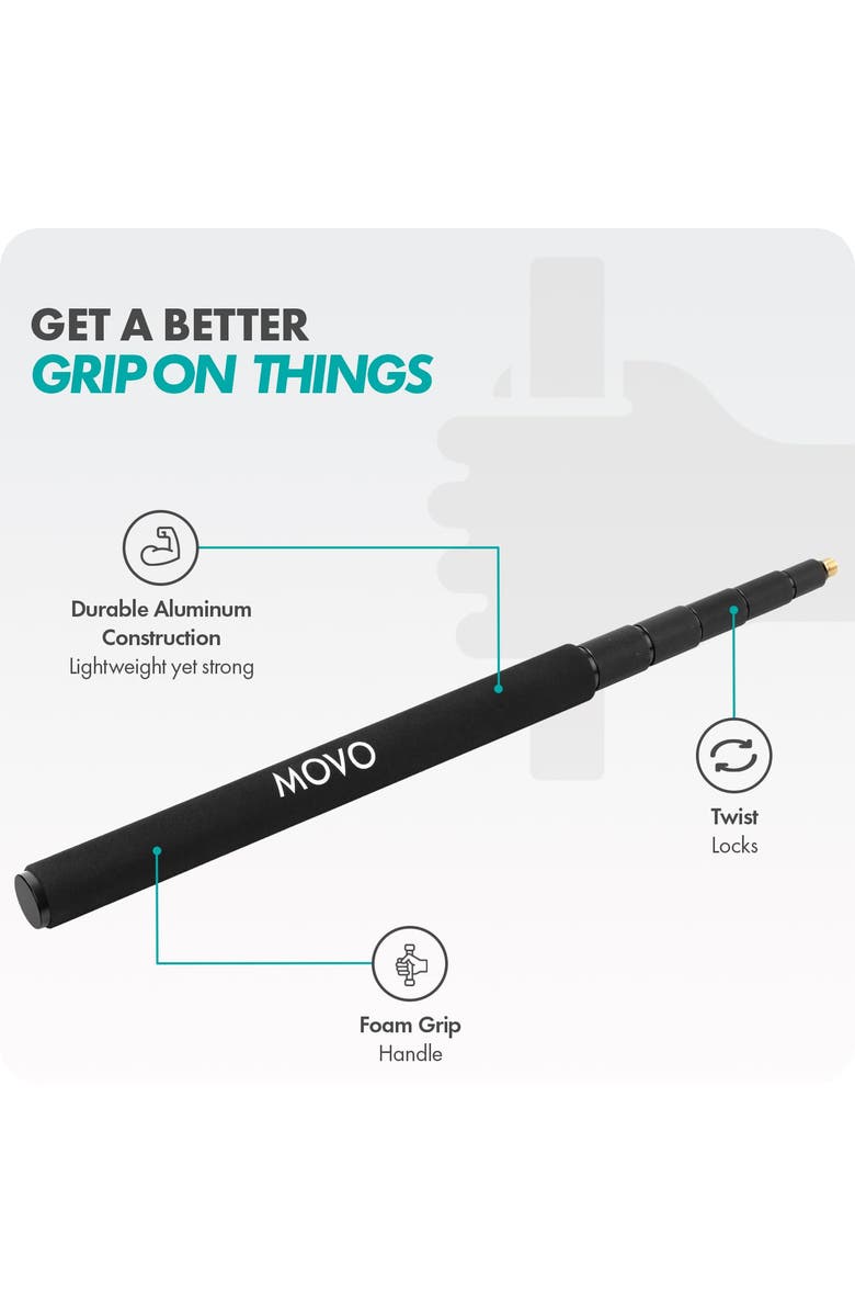 MOVO CMP-17 Professional 9.8' Aluminum Boom Pole for Shotgun Microphones, Alternate, color, Black