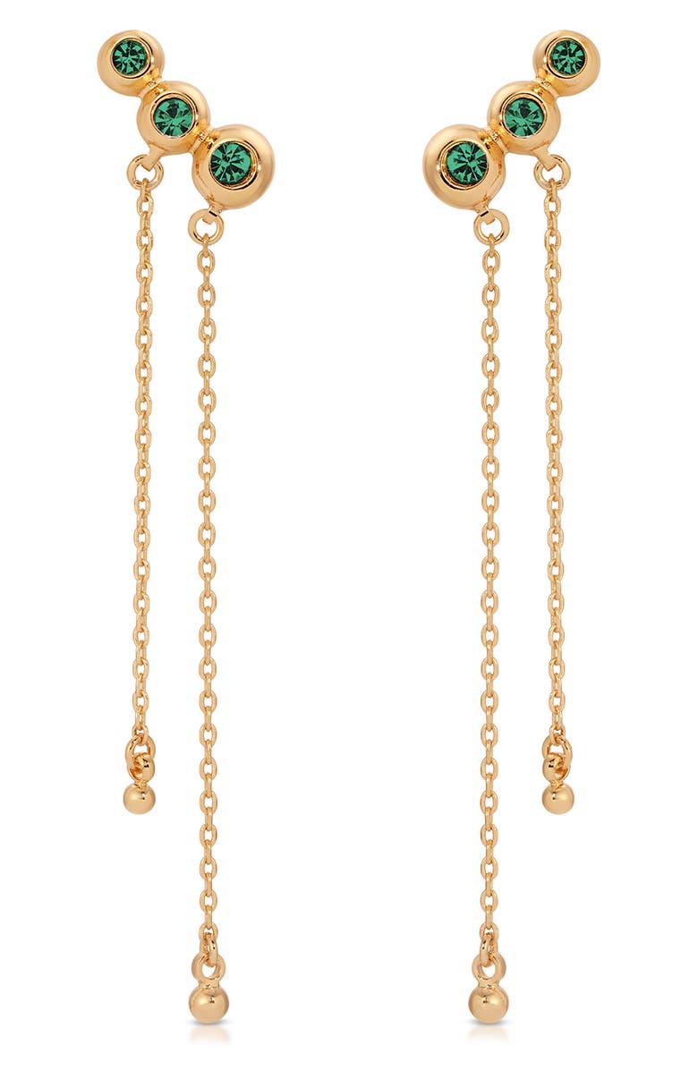 Ettika Deco Crystal Hanging Chain Drop Earrings, Main, color, Green