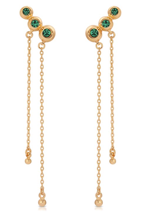 Deco Crystal Hanging Chain Drop Earrings
