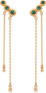 Ettika Deco Crystal Hanging Chain Drop Earrings