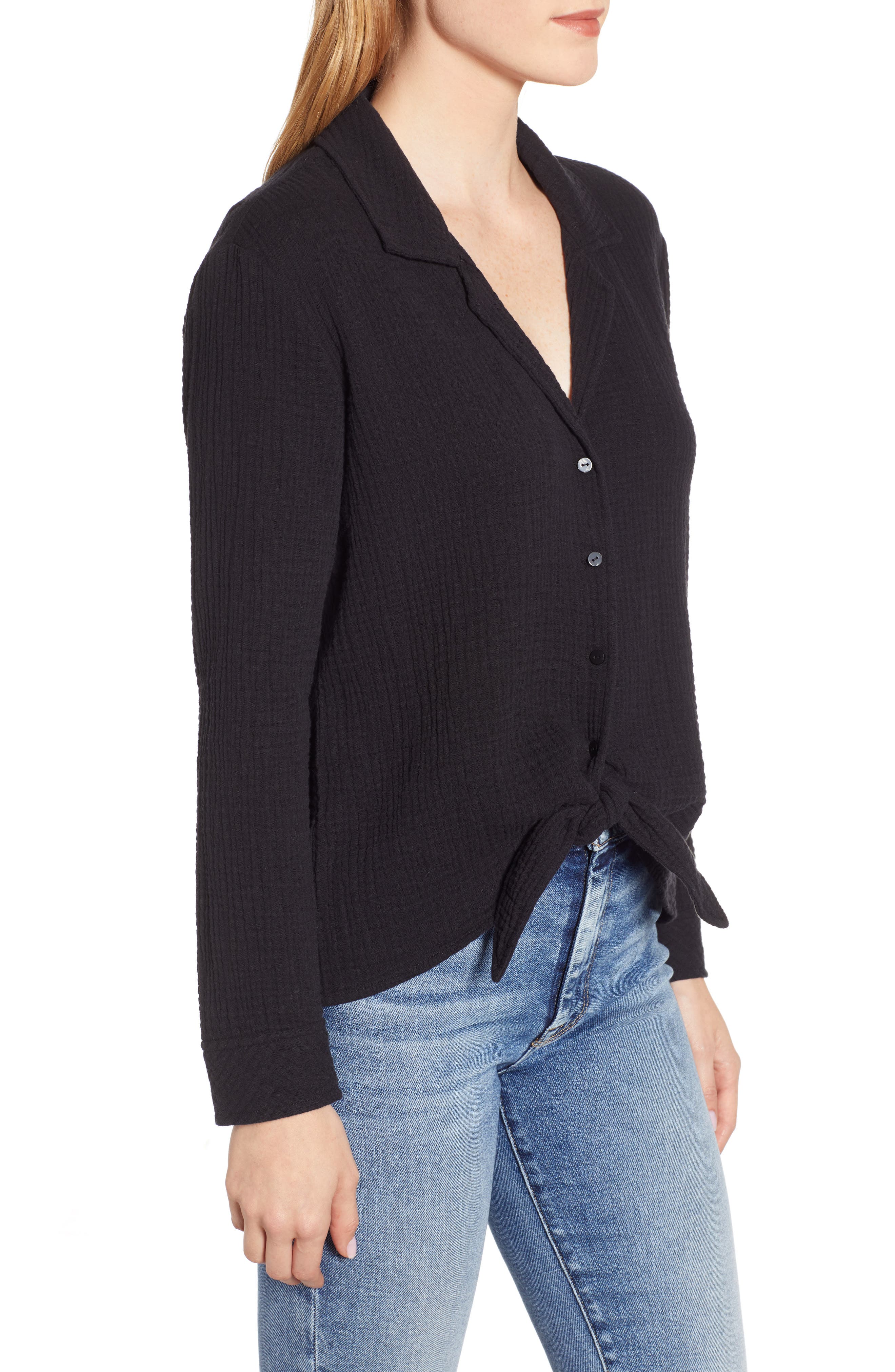 1.STATE Button-Up Tie Front Top (Women) | Nordstrom