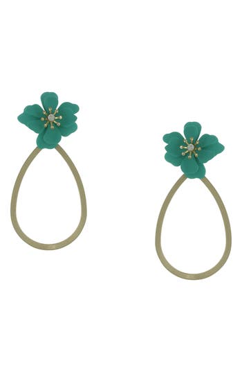 Olivia Welles Neida Floral Teardrop Earrings In Green