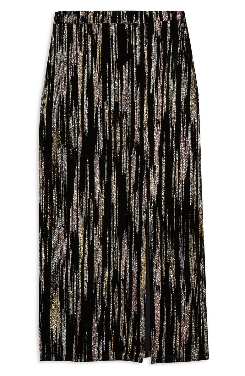 Topshop Velvet Glitter Midi Skirt, Alternate, color, 