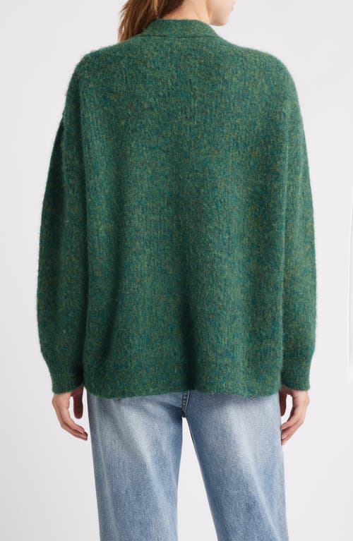The Great . The Brushed Melange Cardigan In Green