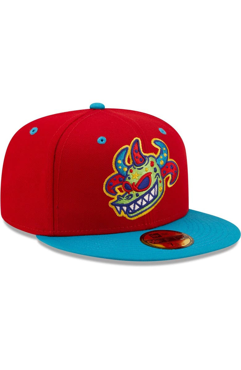 New Era Men's New Era Red/Turquoise Vejigantes de Scranton/Wilkes-Barre Copa De La Diversion 59FIFTY Fitted Hat, Alternate, color, Red