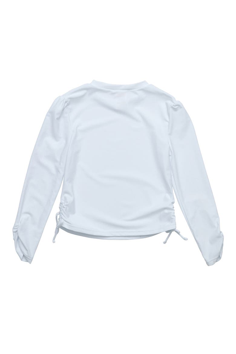 Kids' Ruched Long Sleeve Rashguard Top, Alternate, color, WHITE