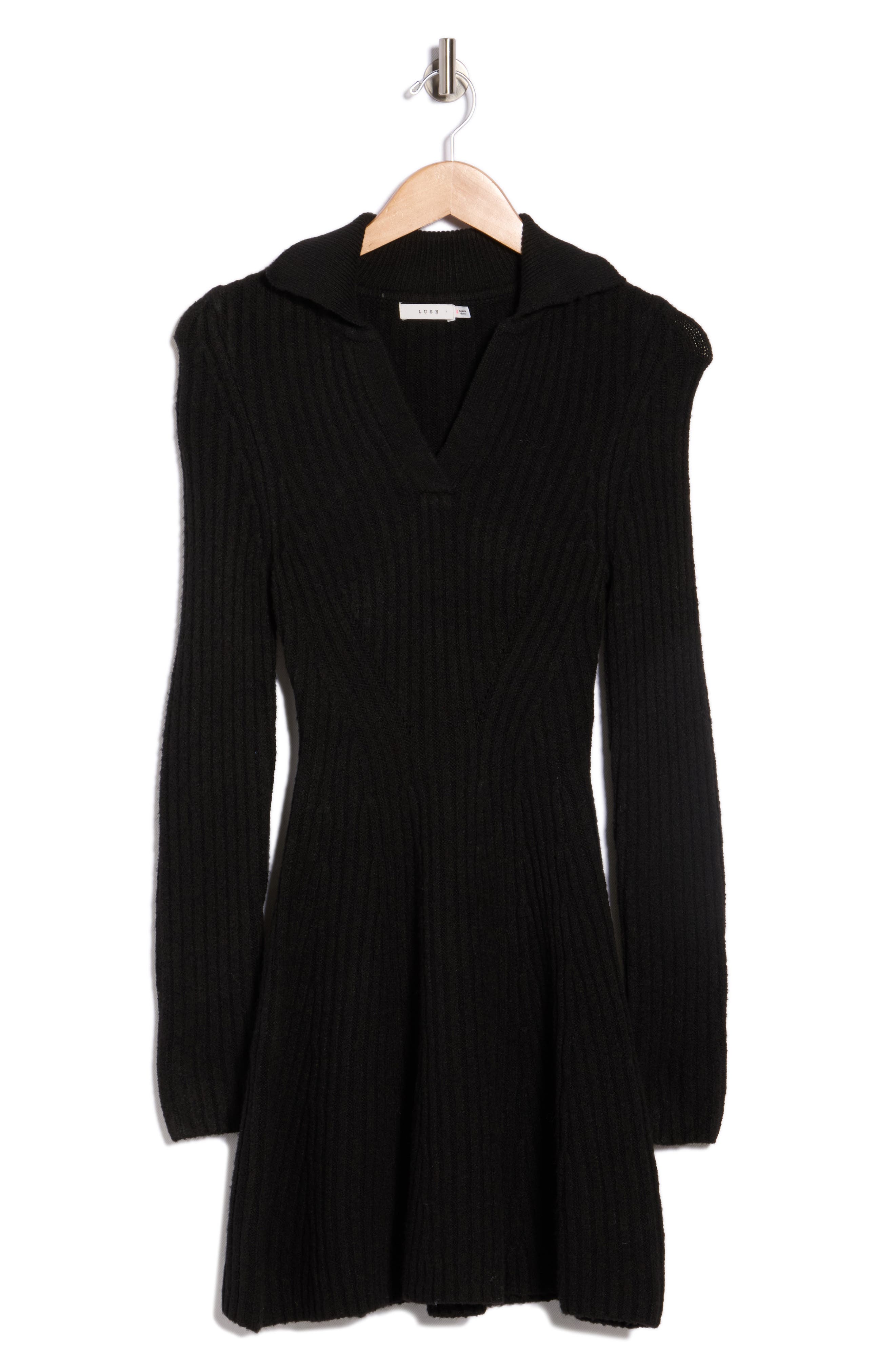 Lush Long Sleeve Ribbed Sweater Dress