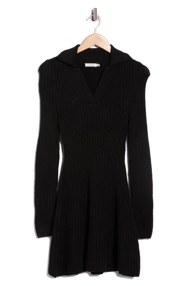 Long Sleeve Ribbed Sweater Dress, Alternate, color, BLACK