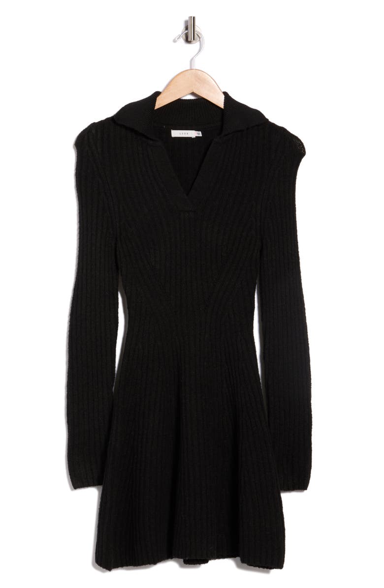 Lush Long Sleeve Ribbed Sweater Dress, Main, color, Black