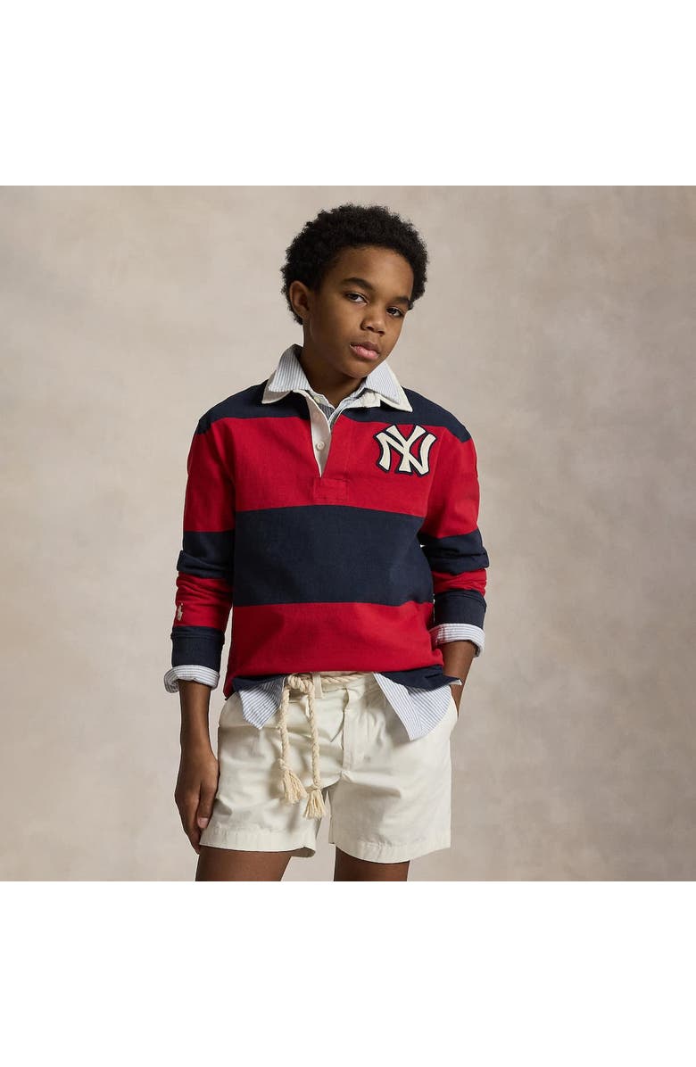 Polo Ralph Lauren Youth Polo Ralph Lauren  Navy/Red Yankees  Rugby Knit Shirt, Alternate, color, Navy