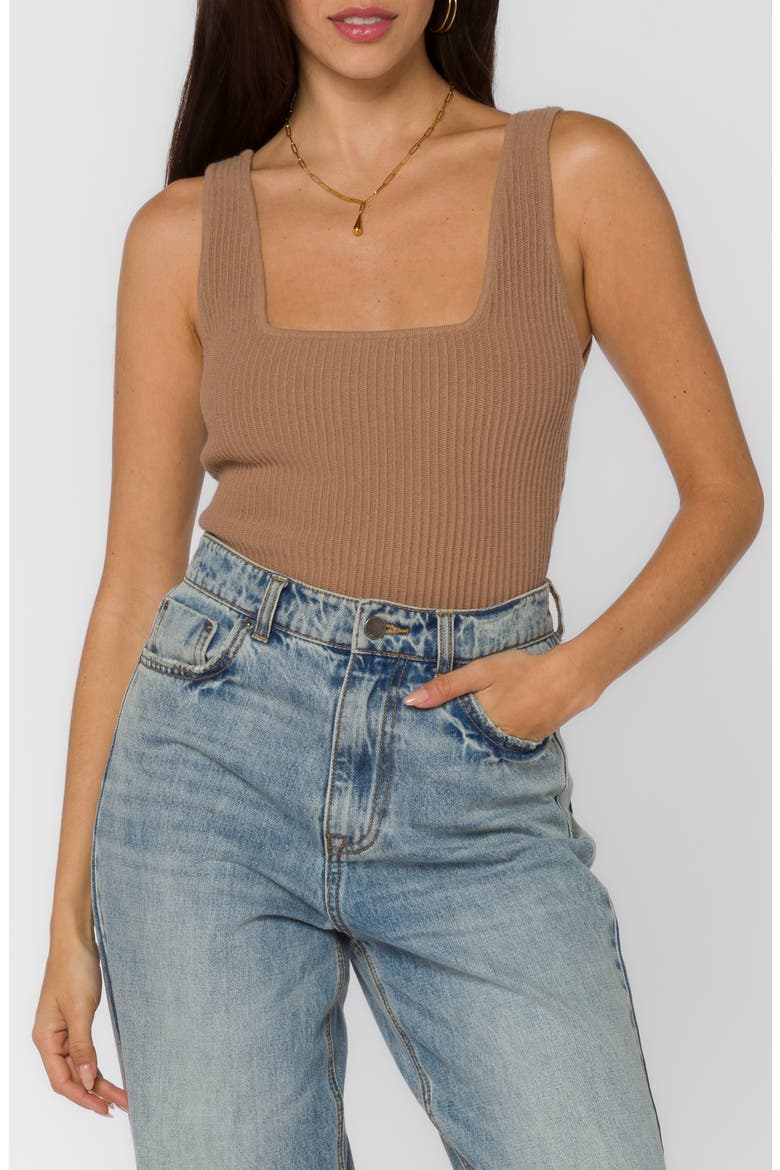 Pamela Square Neck Rib Tank, Main, color, PRALINE