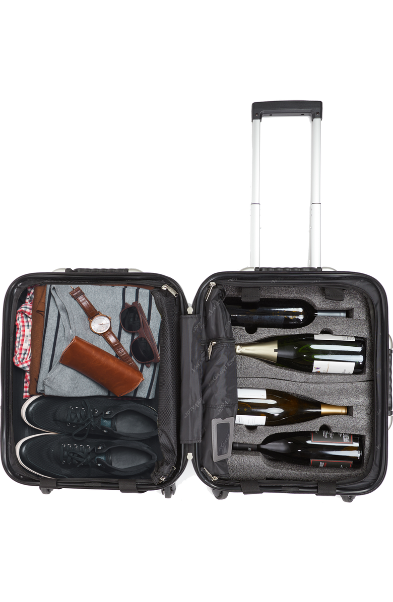 VinGardeValise Petite 8-Bottle Wine & Spirits Suitcase, Alternate, color, Black