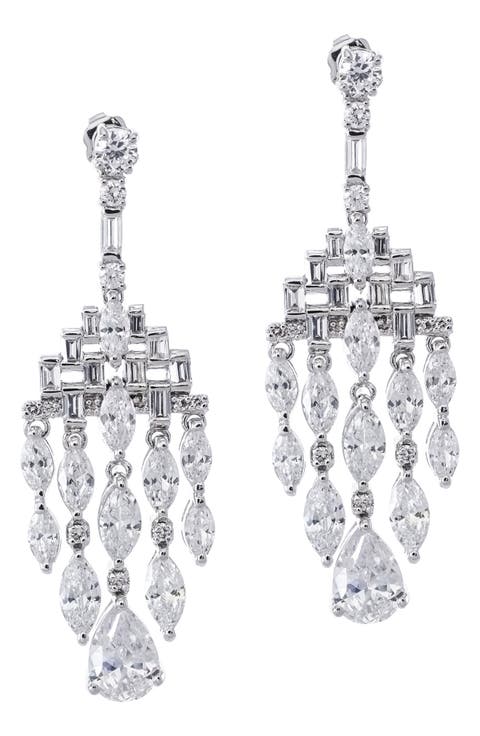 Pear & Marquise CZ Fringe Earrings