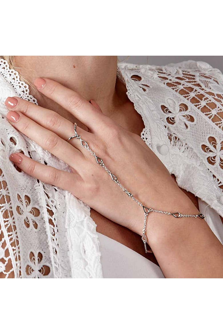 Petal Hand Chain, Alternate, color, Sterling Silver